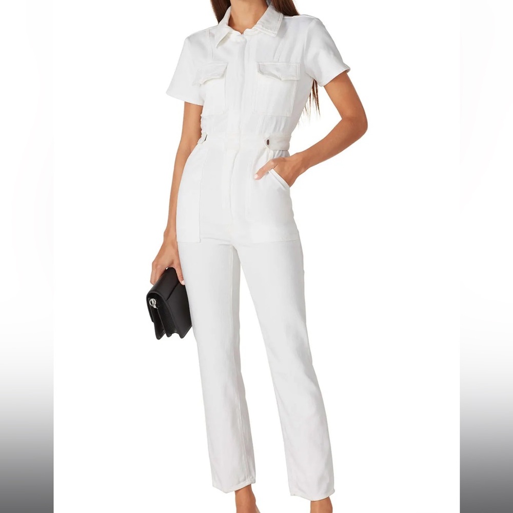 Good American White Denim Jumpsuit